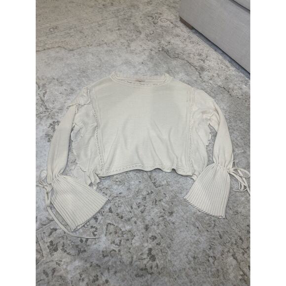 Rebecca Taylor Cream Sample Sweater With Ruffles Victorian Tie Sleeve‎ Medium - Picture 1 of 8
